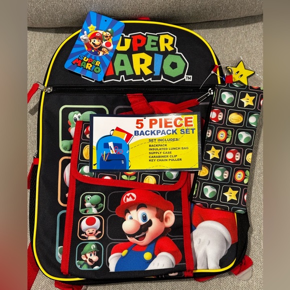 Super Mario 5 Piece Backpack / Book-bag Set - Picture 3 of 15
